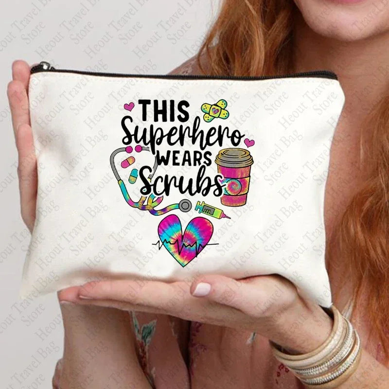 Blessed Nurse  Bag Gifts for Colleagues Travel Cosmetic Organizer for Ladies Clutch with Zipper