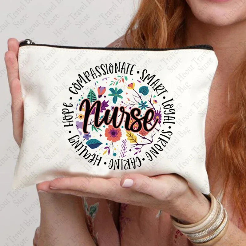 Blessed Nurse  Bag Gifts for Colleagues Travel Cosmetic Organizer for Ladies Clutch with Zipper