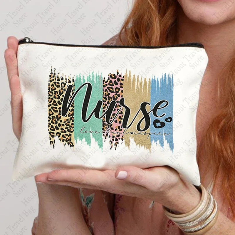 Blessed Nurse  Bag Gifts for Colleagues Travel Cosmetic Organizer for Ladies Clutch with Zipper