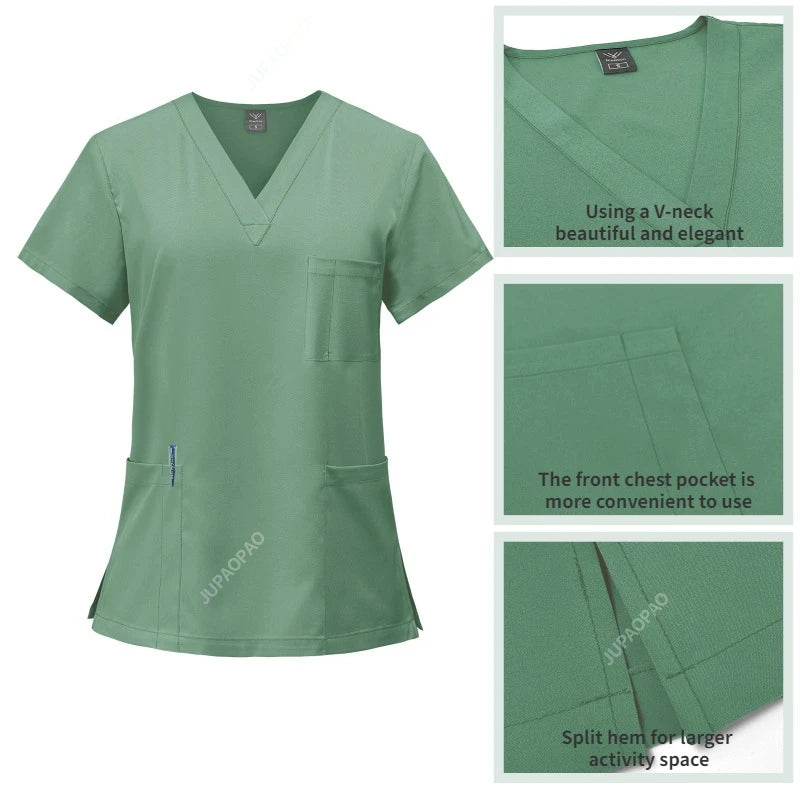 Double DJ New Scrubs Set with Pocket for Healthcare Professionals