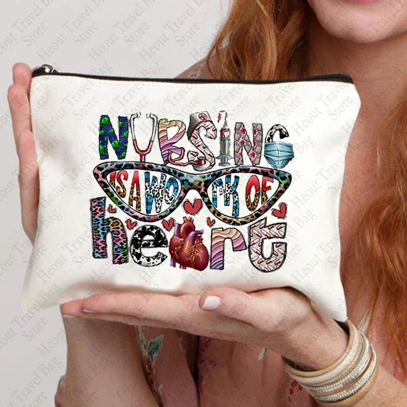 Blessed Nurse  Bag Gifts for Colleagues Travel Cosmetic Organizer for Ladies Clutch with Zipper