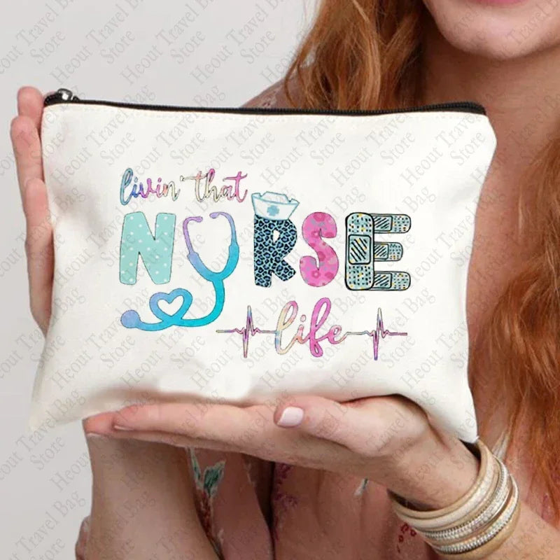 Blessed Nurse  Bag Gifts for Colleagues Travel Cosmetic Organizer for Ladies Clutch with Zipper